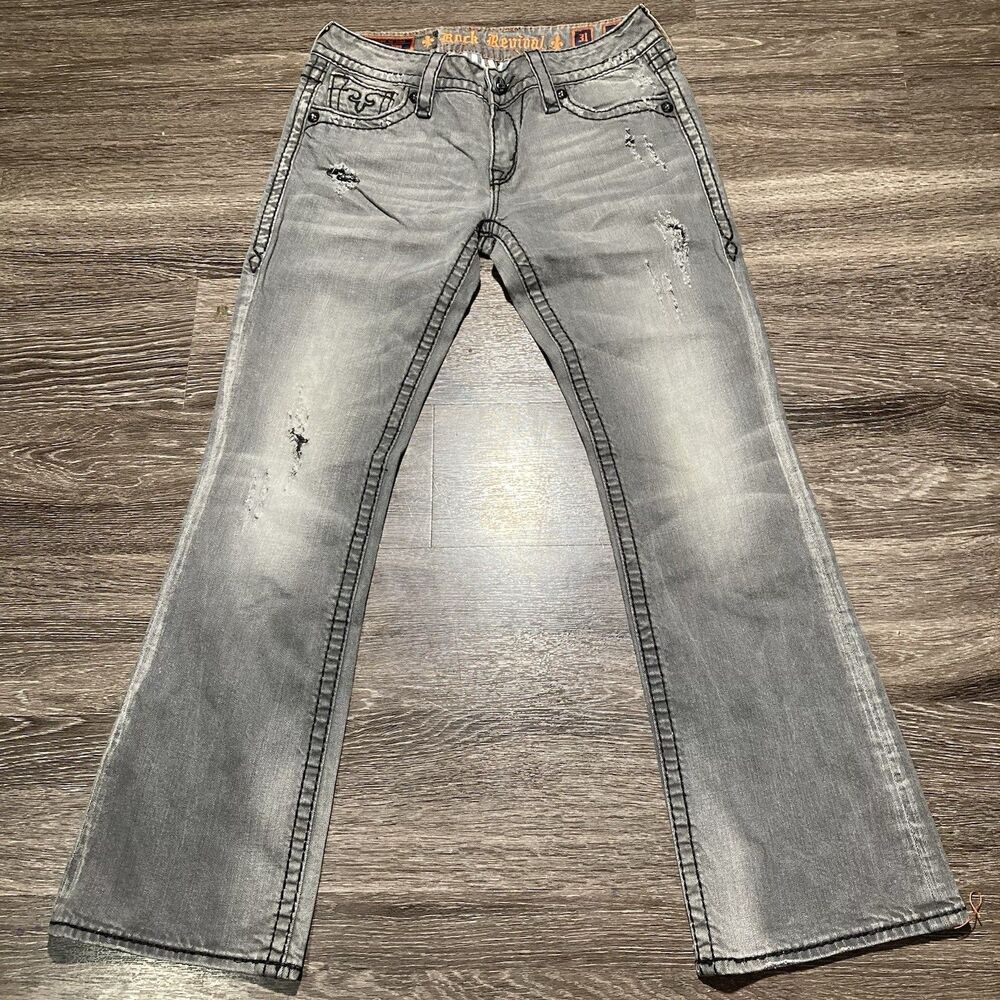 Rock Revival Jeans Eva Boot Gray Womens 31x30 Bootcut - Picture 10 of 10